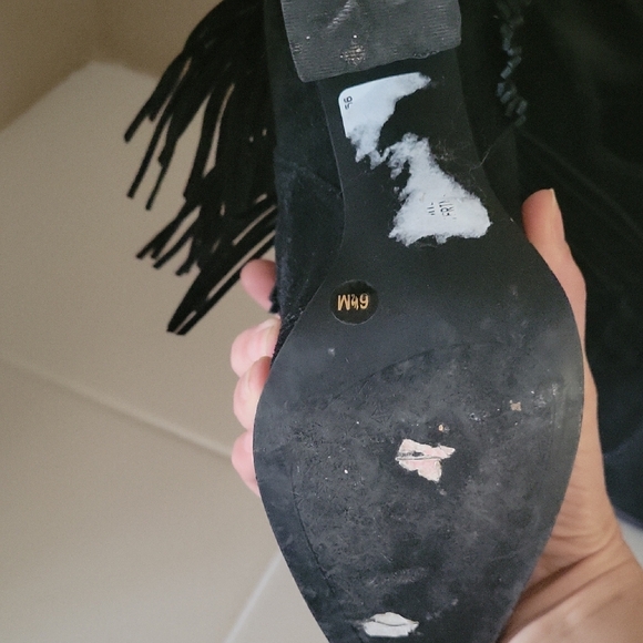 ANTONIO MELANI Dark Suede Fringe Booties - Picture 4 of 8